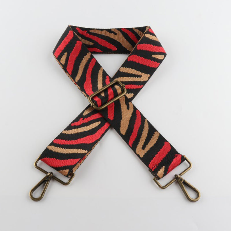 Multicolor Zebra Print Bronze Buckle Wide Shoulder Straps
