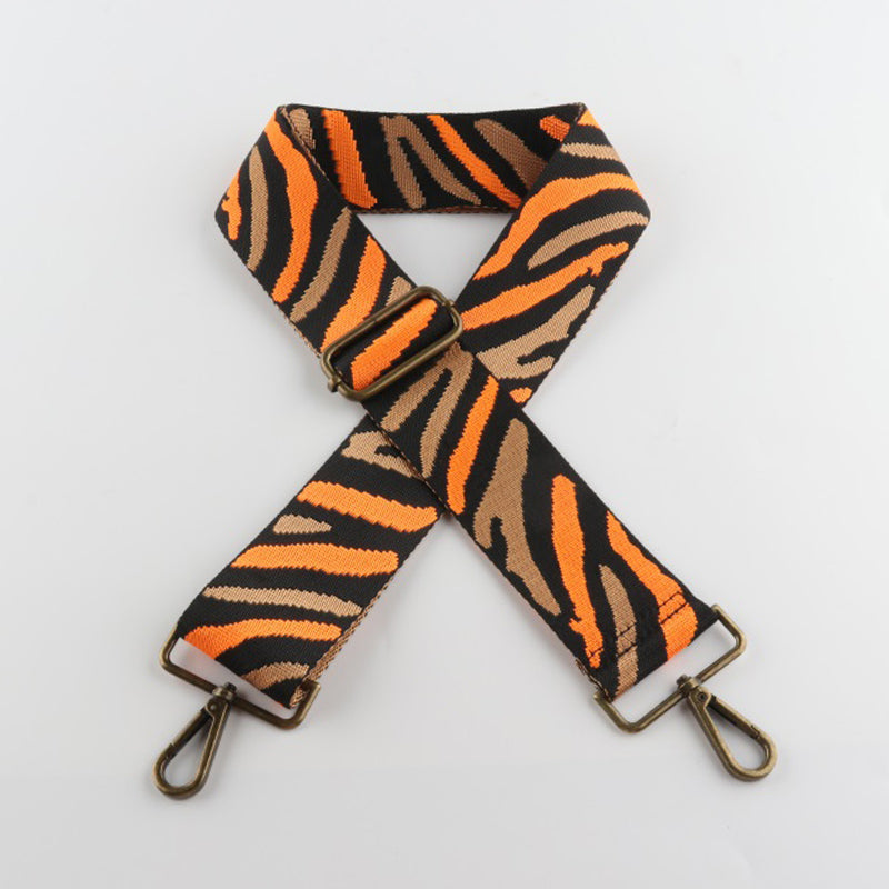 Multicolor Zebra Print Bronze Buckle Wide Shoulder Straps
