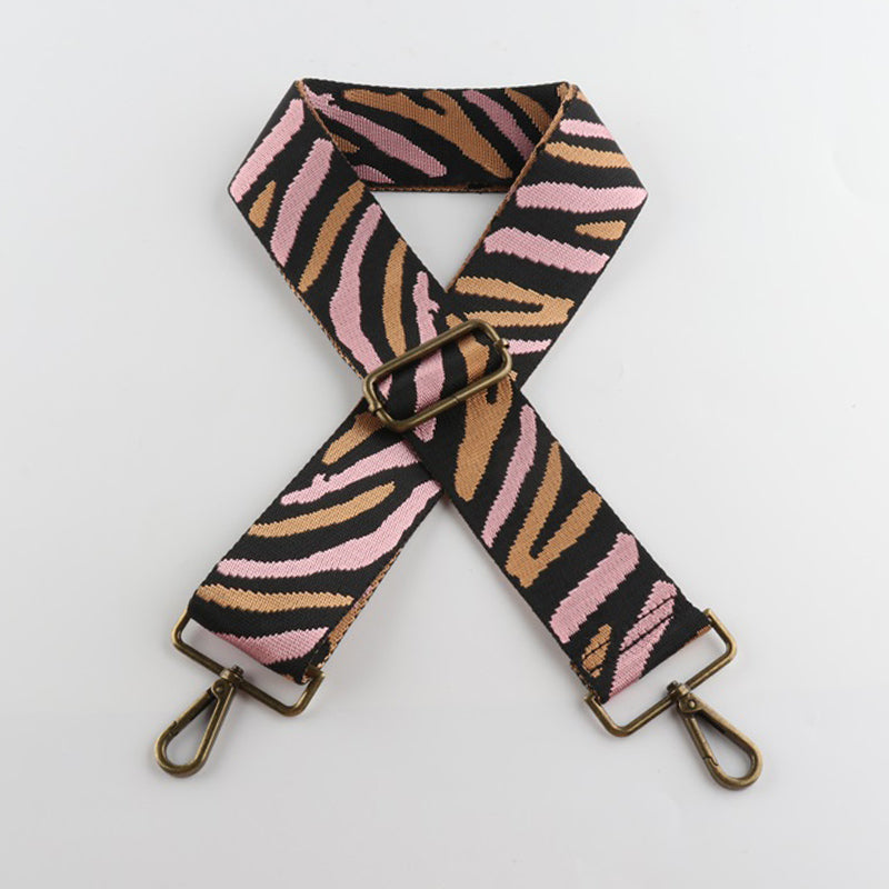 Multicolor Zebra Print Bronze Buckle Wide Shoulder Straps