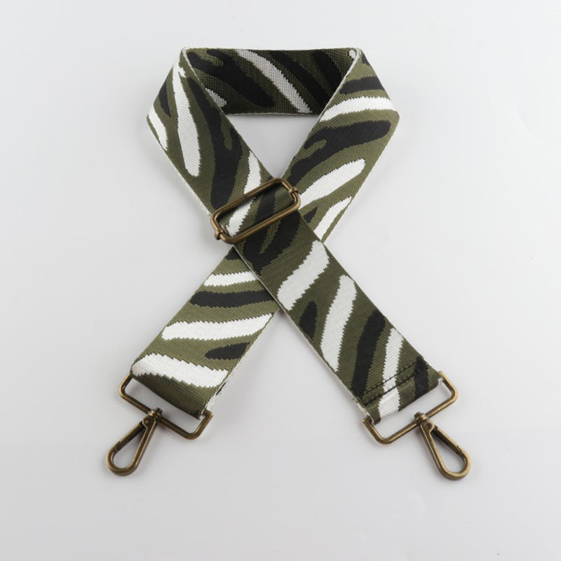 Multicolor Zebra Print Bronze Buckle Wide Shoulder Straps