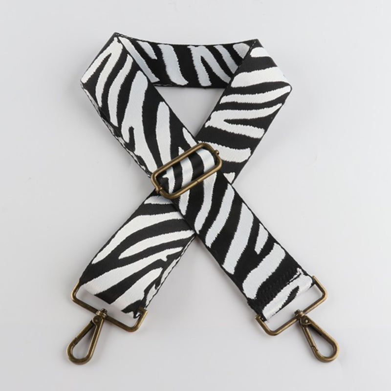 Multicolor Zebra Print Bronze Buckle Wide Shoulder Straps