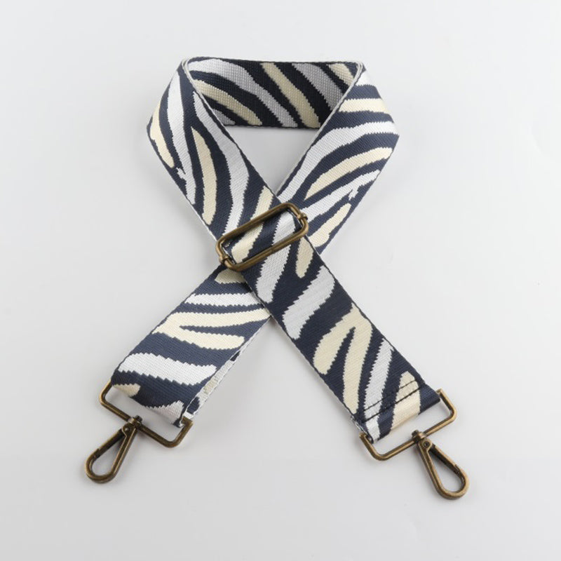 Multicolor Zebra Print Bronze Buckle Wide Shoulder Straps