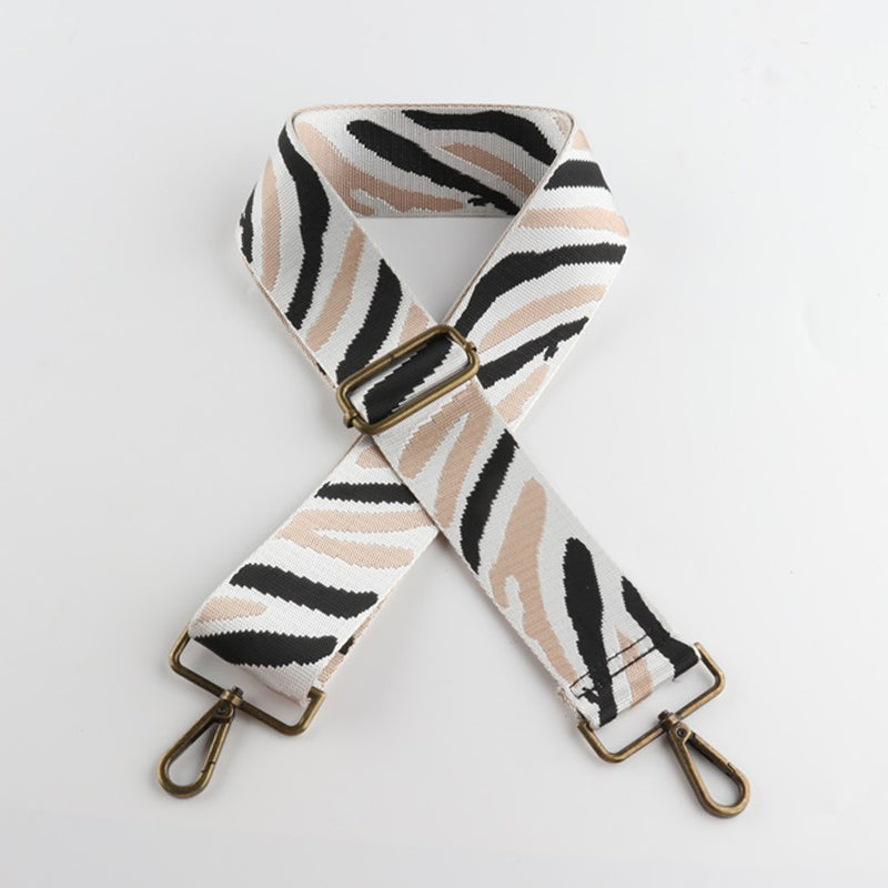 Multicolor Zebra Print Bronze Buckle Wide Shoulder Straps