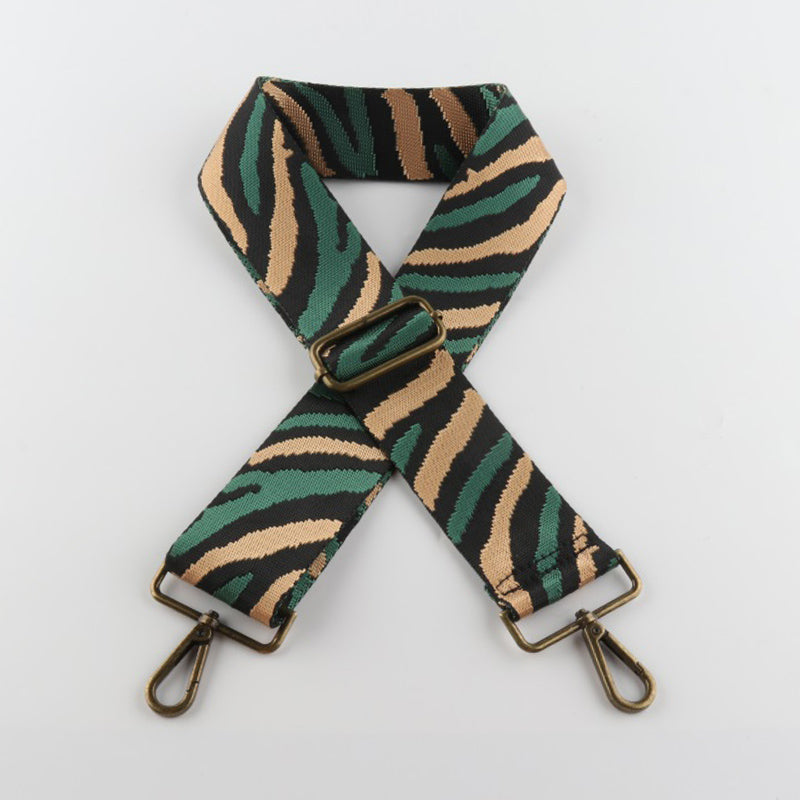 Multicolor Zebra Print Bronze Buckle Wide Shoulder Straps