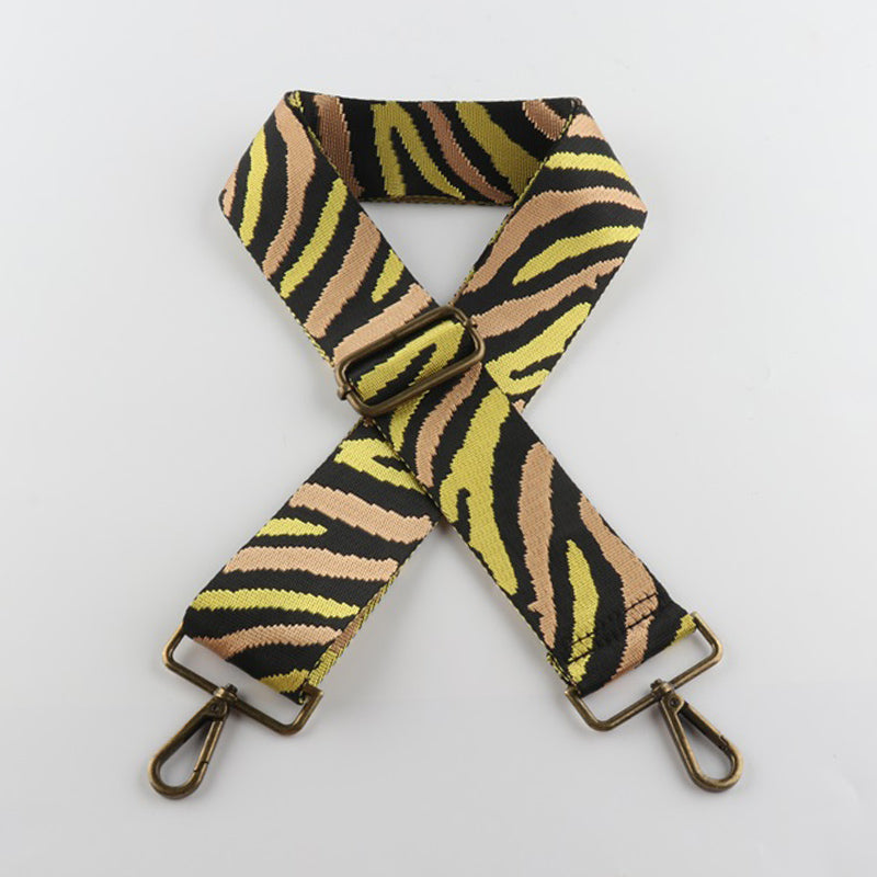 Multicolor Zebra Print Bronze Buckle Wide Shoulder Straps