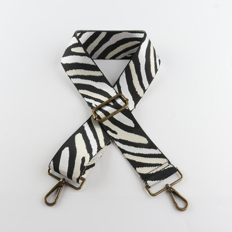 Multicolor Zebra Print Bronze Buckle Wide Shoulder Straps