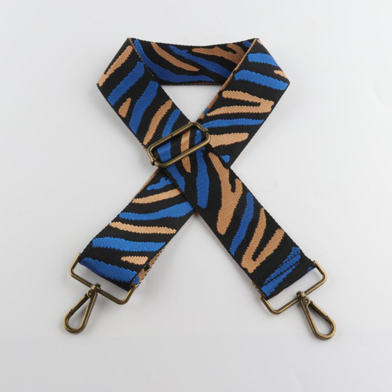 Multicolor Zebra Print Bronze Buckle Wide Shoulder Straps