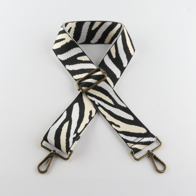 Multicolor Zebra Print Bronze Buckle Wide Shoulder Straps