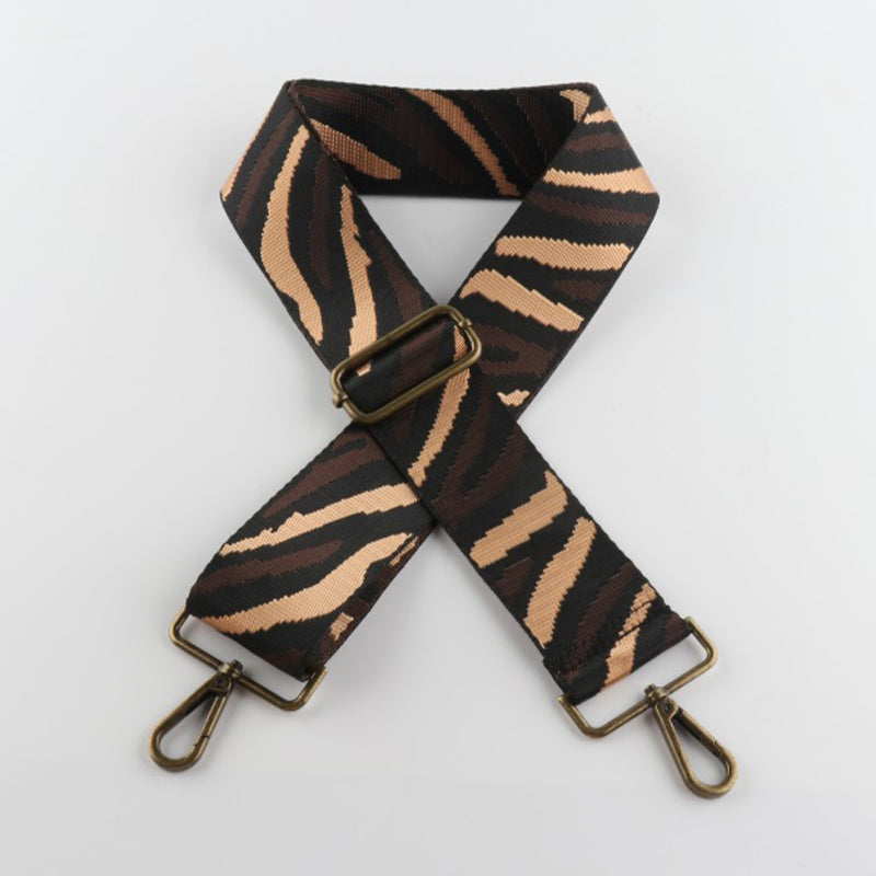 Multicolor Zebra Print Bronze Buckle Wide Shoulder Straps