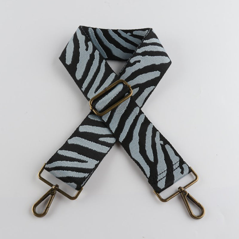 Multicolor Zebra Print Bronze Buckle Wide Shoulder Straps