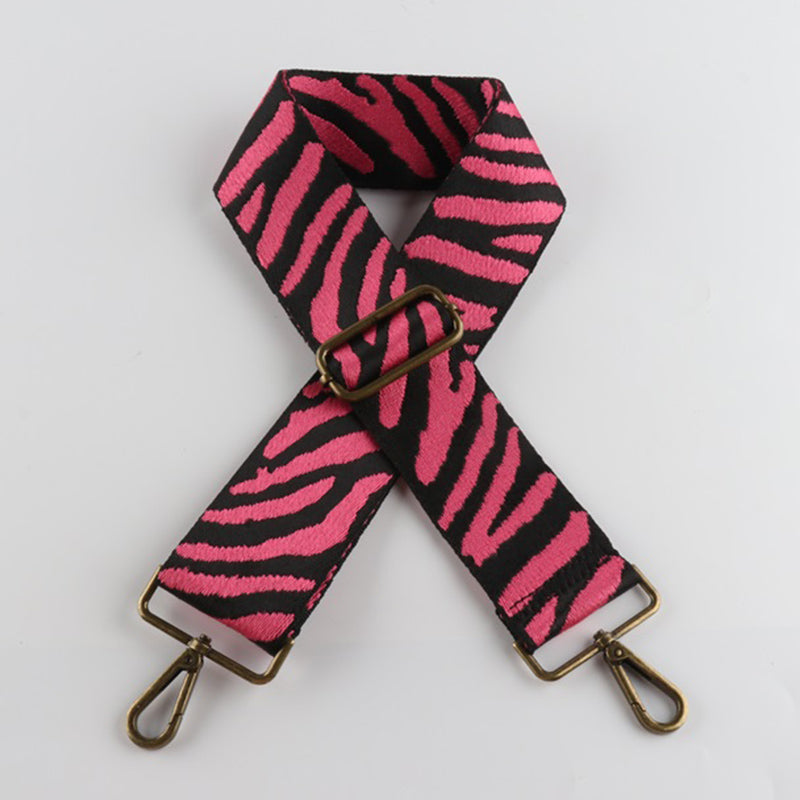 Multicolor Zebra Print Bronze Buckle Wide Shoulder Straps