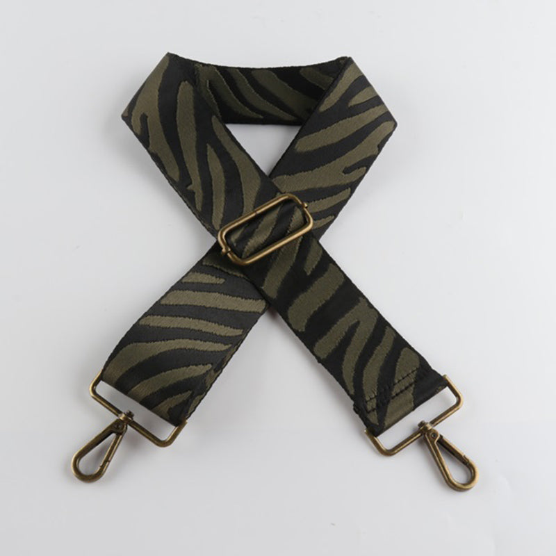 Multicolor Zebra Print Bronze Buckle Wide Shoulder Straps