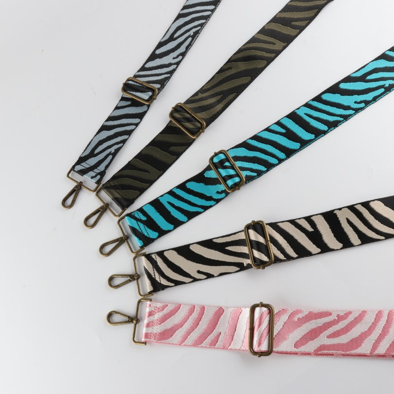 Multicolor Zebra Print Bronze Buckle Wide Shoulder Straps