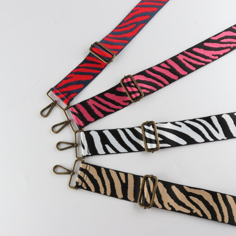 Multicolor Zebra Print Bronze Buckle Wide Shoulder Straps