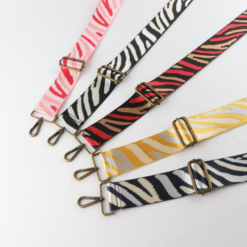 Multicolor Zebra Print Bronze Buckle Wide Shoulder Straps