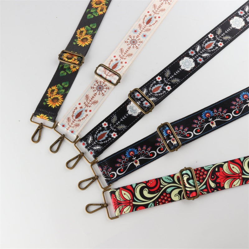 Ethnic Pattern Bronze Buckle Wide Shoulder Straps
