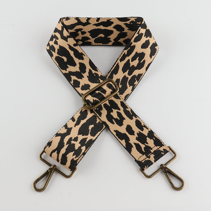 Classic Leopard Print Bronze Buckle Wide Shoulder Straps