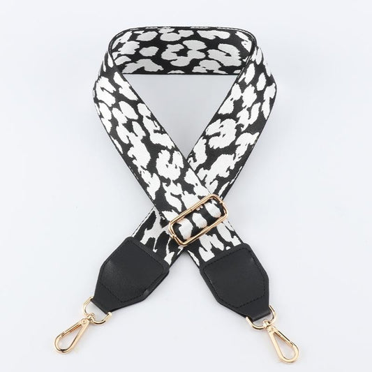 Beige Leopard Print Wide Bag Strap