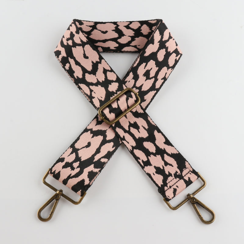 Classic Leopard Print Bronze Buckle Wide Shoulder Straps
