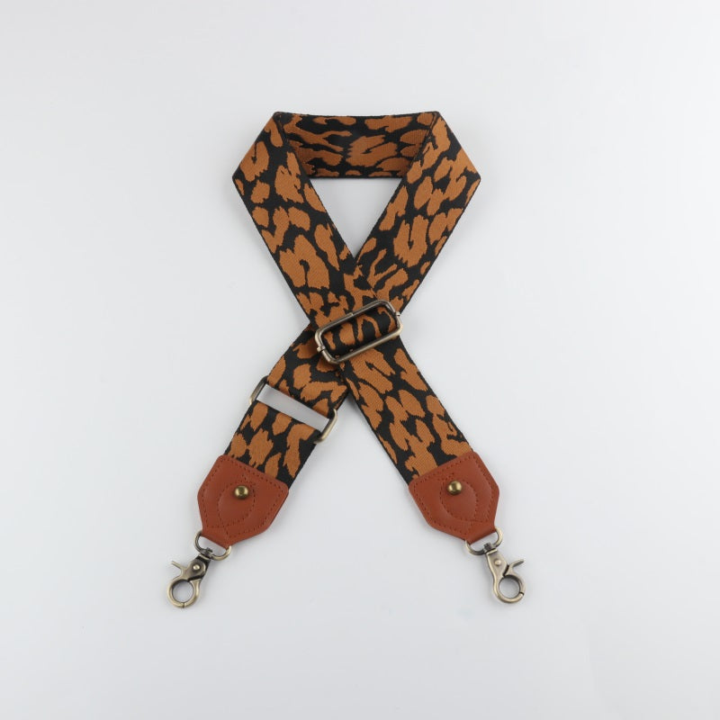Ethnic Style Bag Strap with Brown Leather Head