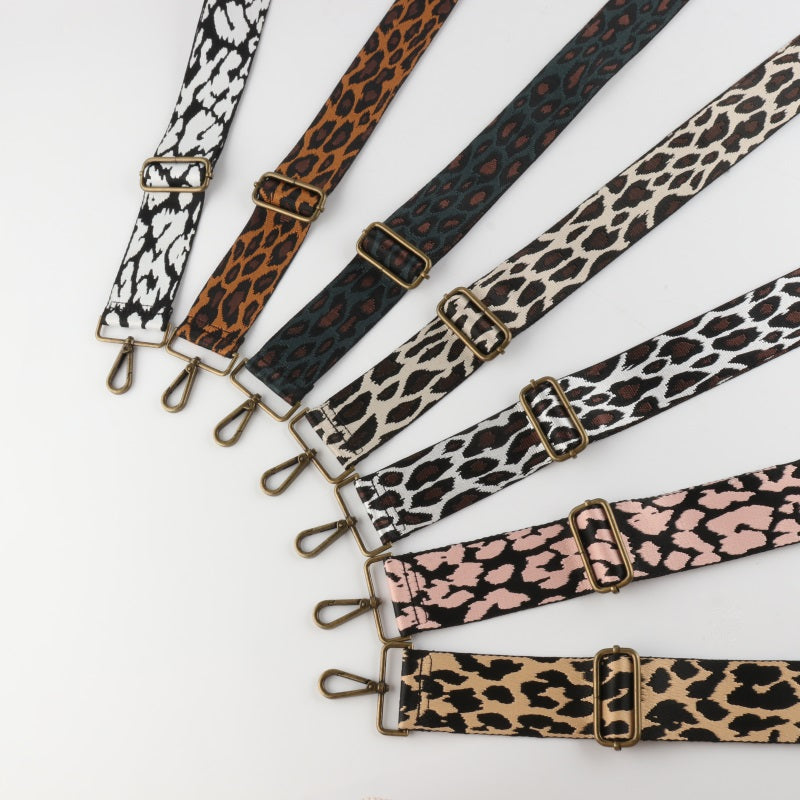 Classic Leopard Print Bronze Buckle Wide Shoulder Straps