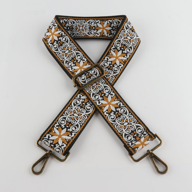 Colorful Graphics Jacquard Bronze Buckle Wide Shoulder Straps