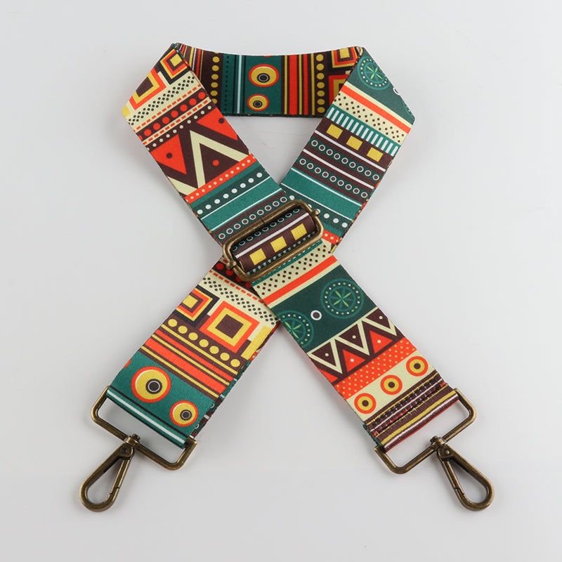 Premium Stripe Geometric Style Bronze Buckle Wide Shoulder Straps