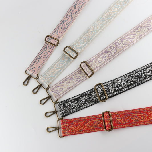 Auspicious Clouds Print Bronze Buckle Wide Shoulder Straps