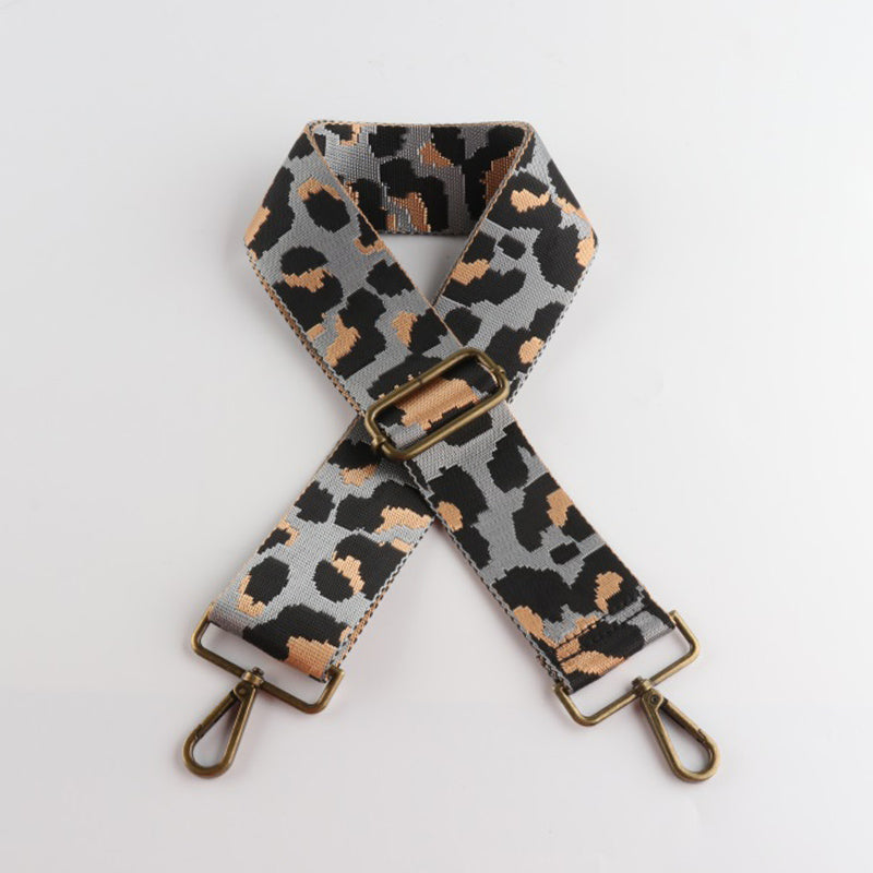 Leopard Texture Bronze Buckle Wide Shoulder Straps