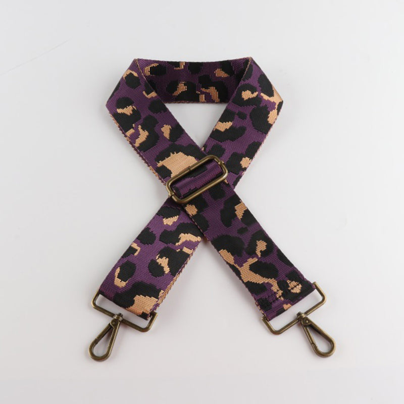 Leopard Texture Bronze Buckle Wide Shoulder Straps
