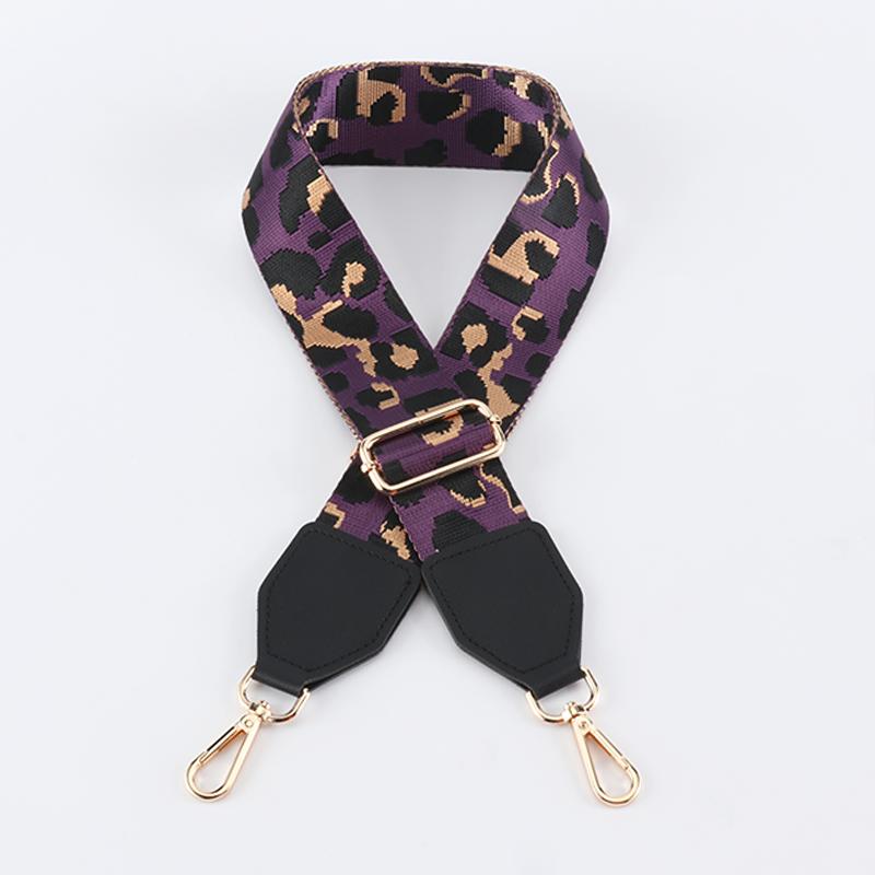 Leopard Pattern Wide Bag Strap with Leather Head