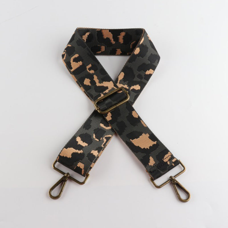 Leopard Texture Bronze Buckle Wide Shoulder Straps