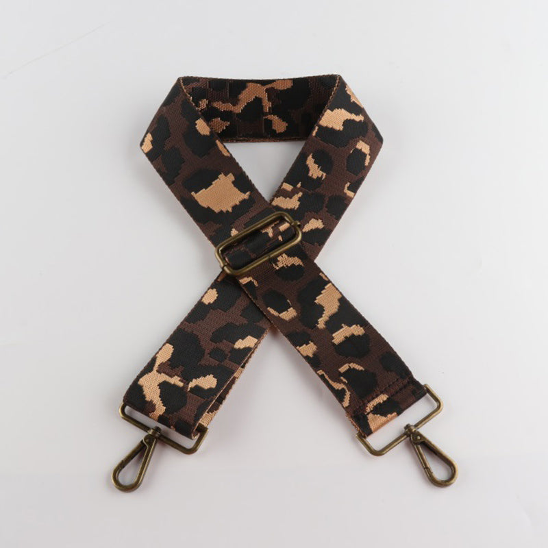 Leopard Texture Bronze Buckle Wide Shoulder Straps