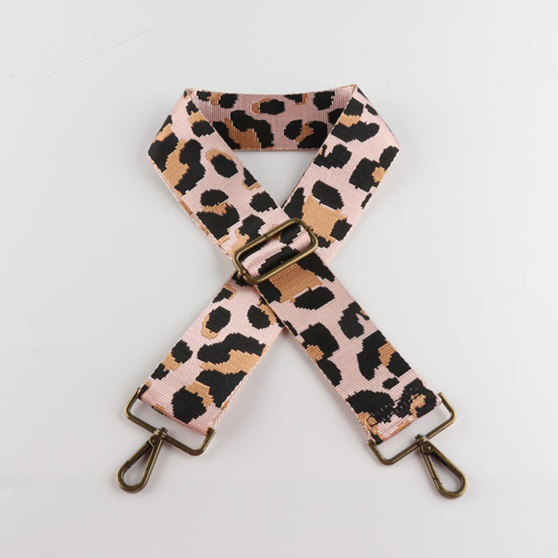 Leopard Texture Bronze Buckle Wide Shoulder Straps