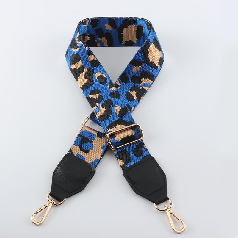 Leopard Pattern Wide Bag Strap with Leather Head