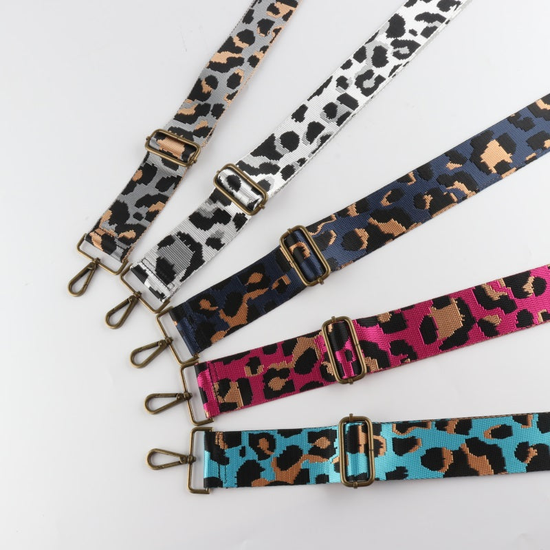 Leopard Texture Bronze Buckle Wide Shoulder Straps