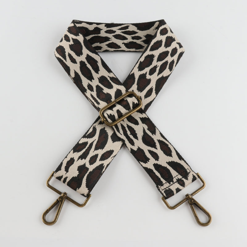 Classic Leopard Print Bronze Buckle Wide Shoulder Straps