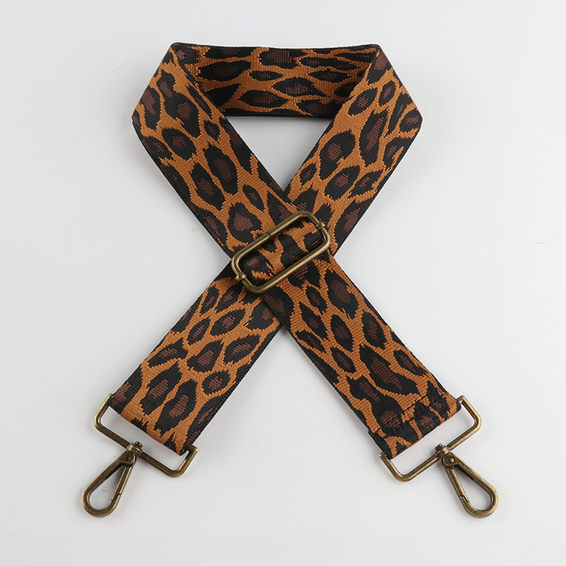 Classic Leopard Print Bronze Buckle Wide Shoulder Straps