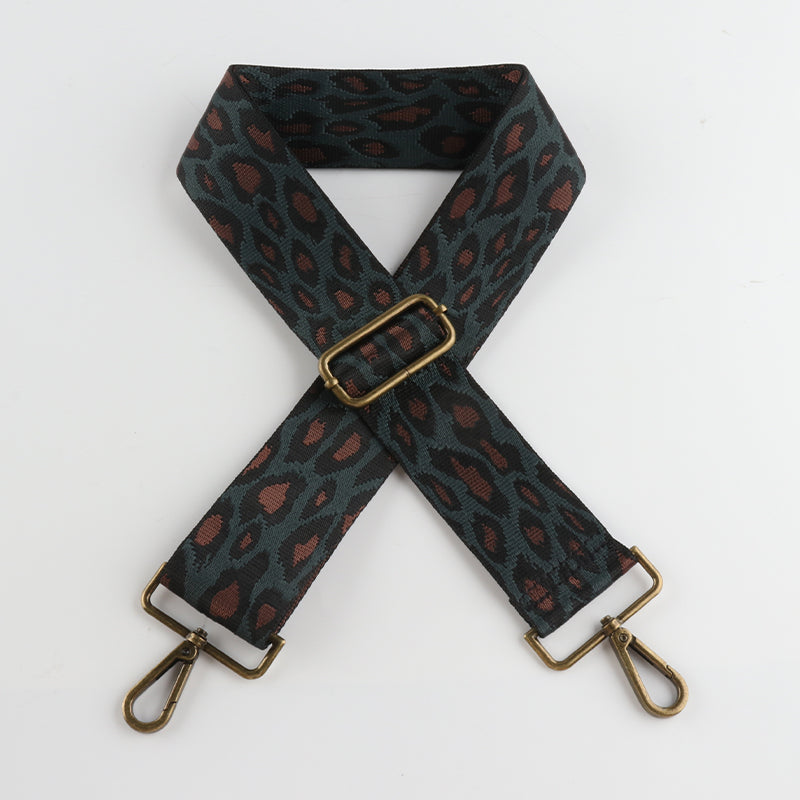 Classic Leopard Print Bronze Buckle Wide Shoulder Straps