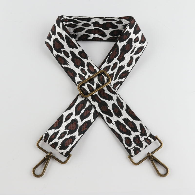Classic Leopard Print Bronze Buckle Wide Shoulder Straps