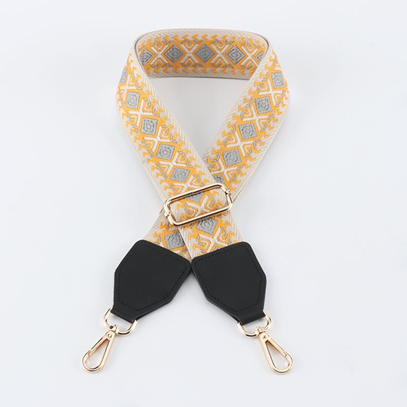 Two-color Diamond Wide Bag Strap with Leather Head