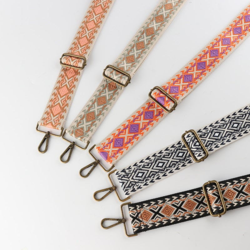 Colorful Diamond Bronze Buckle Wide Shoulder Straps