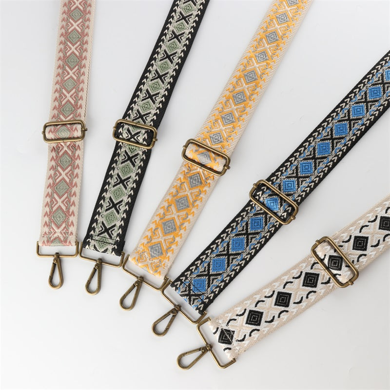Colorful Diamond Bronze Buckle Wide Shoulder Straps