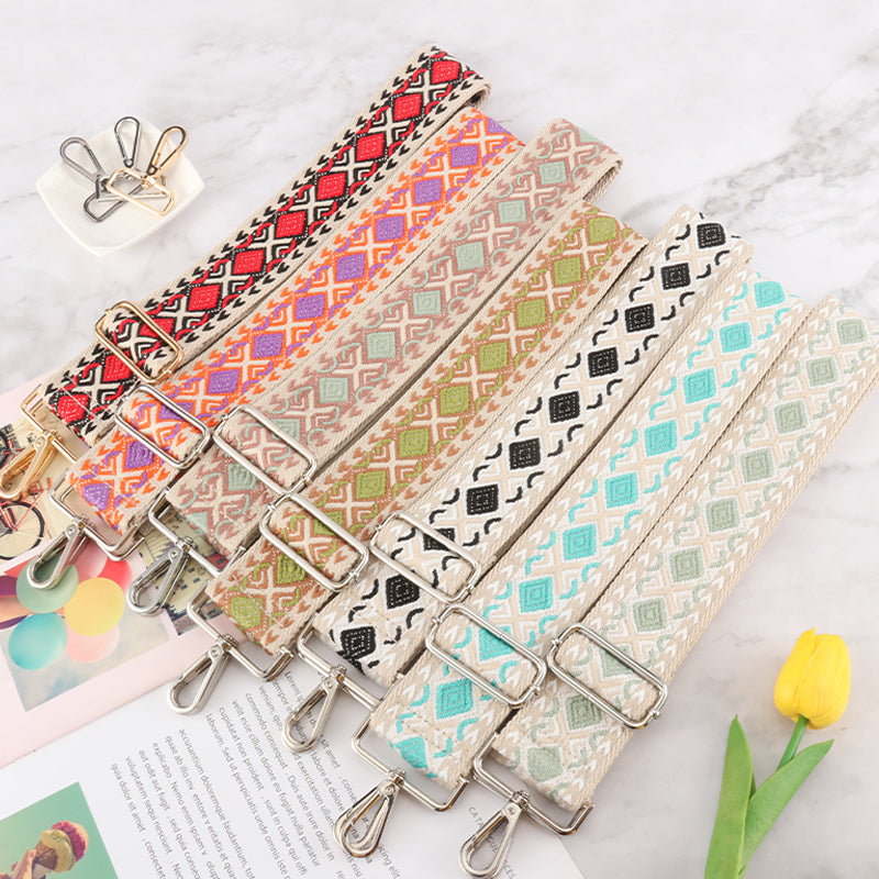 Two-color Diamond Wide Bag Shoulder Straps
