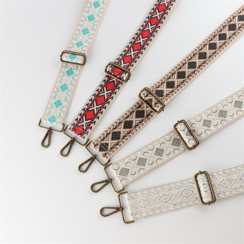 Colorful Diamond Bronze Buckle Wide Shoulder Straps