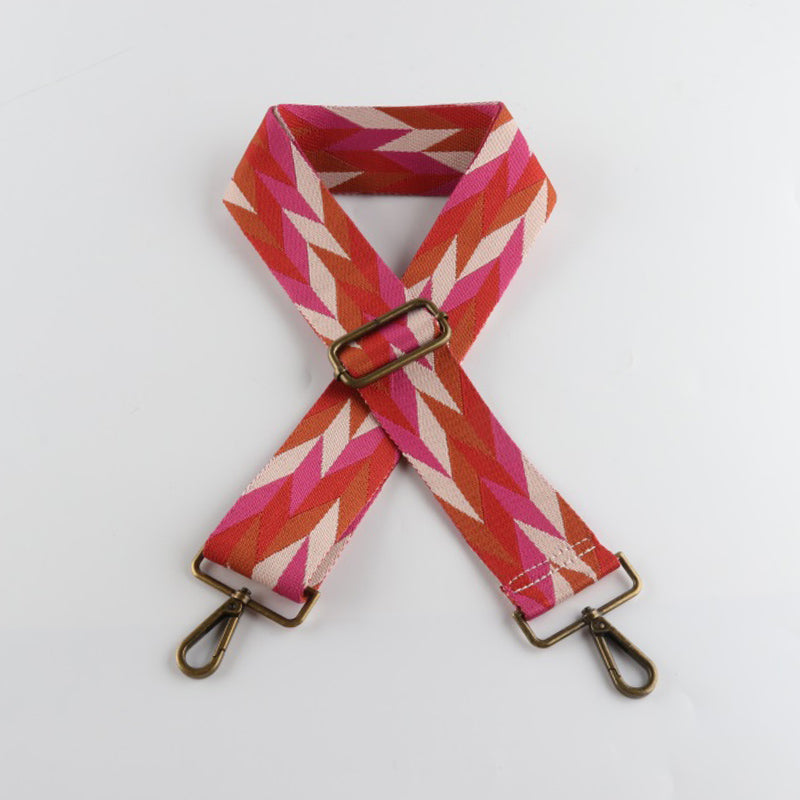 Diamond Fragments Print Bronze Buckle Wide Shoulder Straps