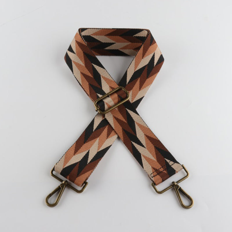 Diamond Fragments Print Bronze Buckle Wide Shoulder Straps