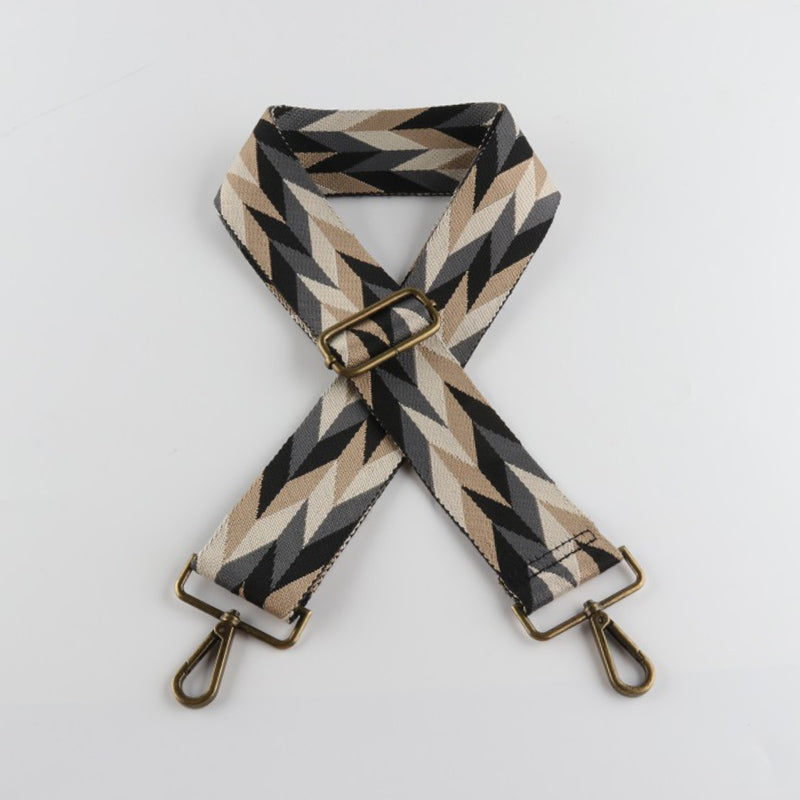 Diamond Fragments Print Bronze Buckle Wide Shoulder Straps