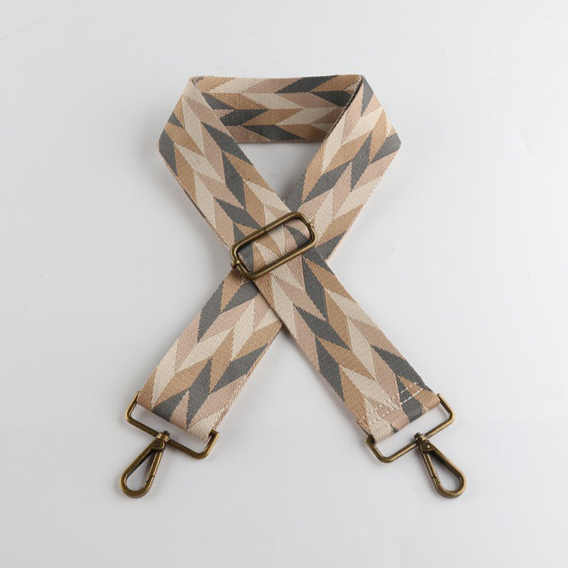 Diamond Fragments Print Bronze Buckle Wide Shoulder Straps