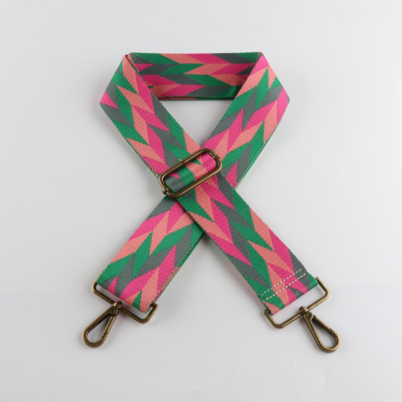 Diamond Fragments Print Bronze Buckle Wide Shoulder Straps